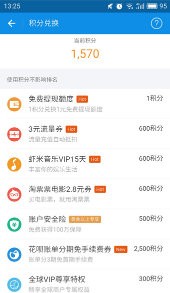 螞蟻花唄積分有什么用?
